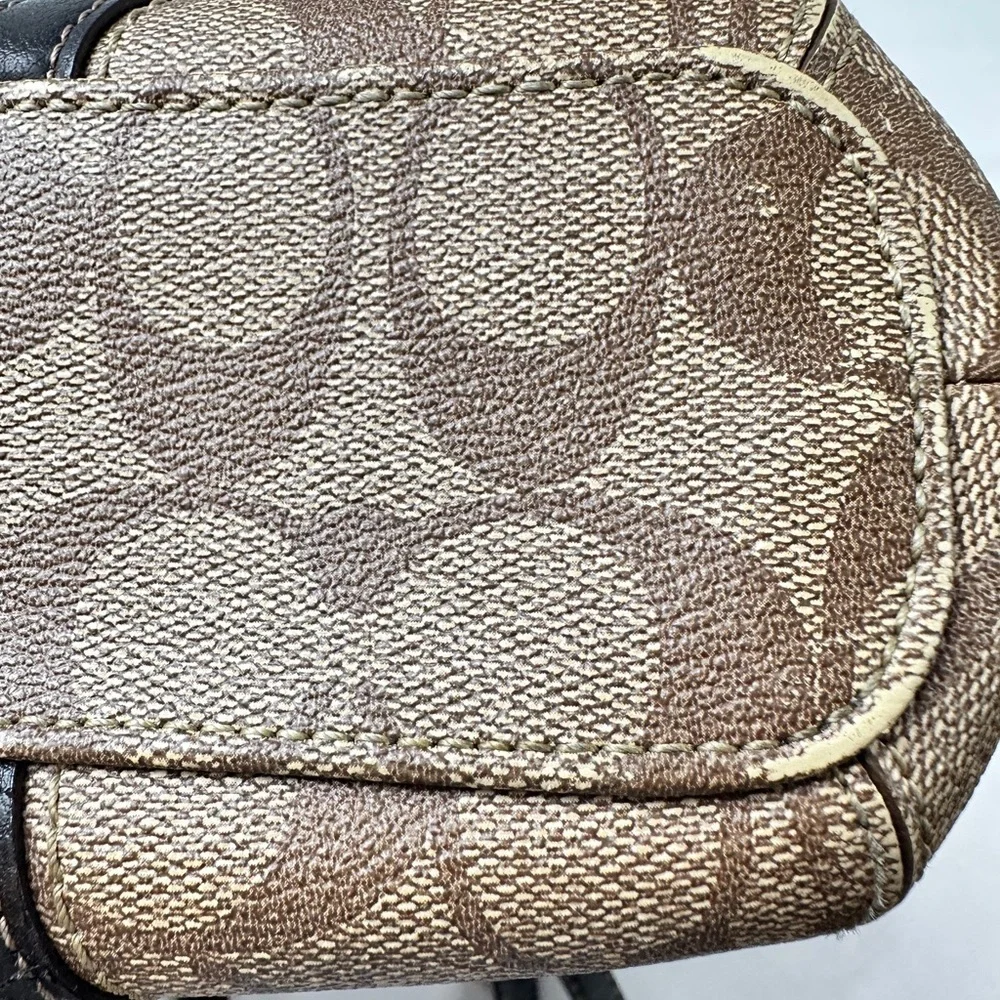 Authentic Coach F18917 Peyton Signature Logo Heritage Handbag Tote Brown Vtg Y2K
